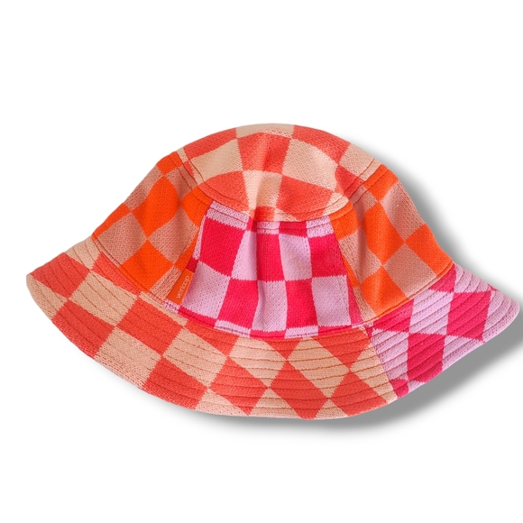 #BP Verloop Checkerboard Patchwork Bucket Hat OS Melon Blush - Picture 3 of 5